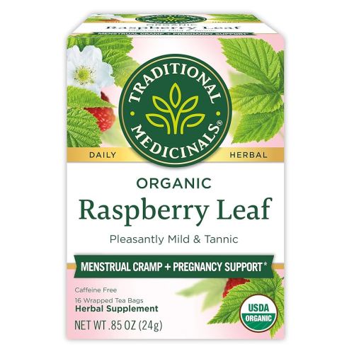 Traditional Medicinals Organic Raspberry Leaf Herbal Tea, Eases Menstrual Cramps & Supports Healthy Pregnancy, (Pack of 1) - 16 Tea Bags