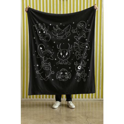 Celestial Cryptid Blanket Baby Cryptids Plush Velveteen Blanket Cryptid Decor Cryptozoology Cryptid Gift Mothman Wendigo Bigfoot Cthulu