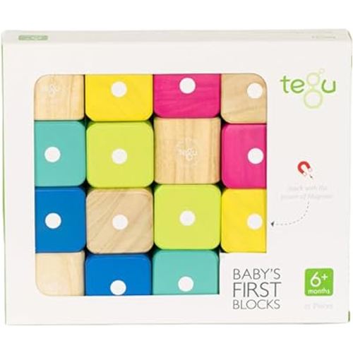 Tegu 15 Piece Magnetic Baby’s First Building Blocks, Tints