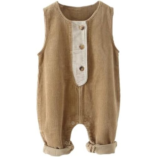 SEAUR Baby Boy Girl Corduroy Bib Overalls Cotton Button Suspender Overalls Plain Romper Loose Jumpsuit