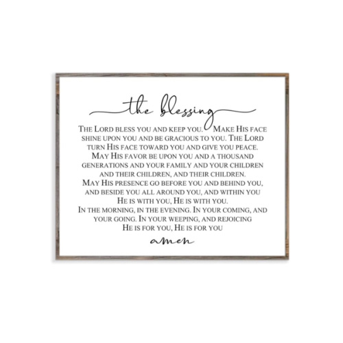 The Blessing, Song Lyrics, Christian Wall Decor, May His Favor Be Upon You, Scripture Signs, The Lord Bless You And Keep You, Christian Home Decor, Without Frame- 8x10"