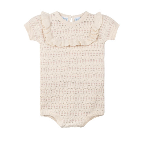 Girls Pointelle Jacquard Knit Romper