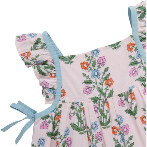 Baby Girls Ailee Dress Set, Pink Dewdrop Block Print Spring - Pink Chicken | Maisonette