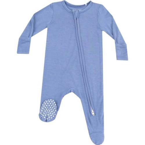 2 Way Zipper Footie, Solid Country Blue - Angel Dear | Maisonette