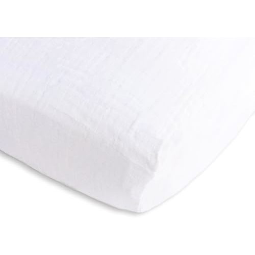 SwaddleDesigns Softest Cotton Muslin Fitted Crib Sheet/Toddler Sheet for Baby Boy & Girl, Pure White