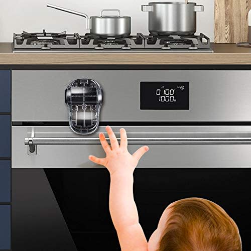 EUDEMON Child Safety Heat-Resistant Oven Door Lock, Oven Front Lock for Kids Easy to Install, Use 3M Adhesive,No Screws or Drill (Clear-Black)(NOT Suit for All OVNES)