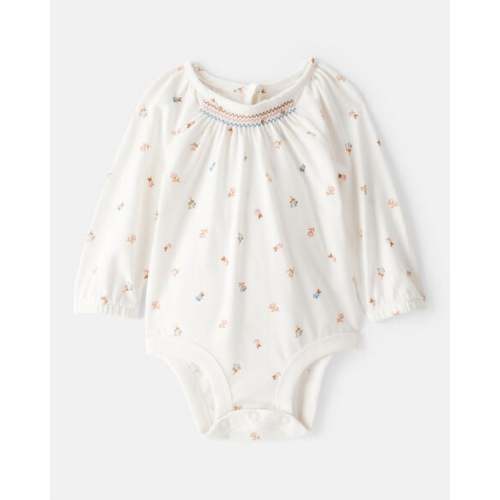 Baby Girl Floral Print Long-Sleeve Fashion Bodysuit - Ivory - OshKosh | Carter's