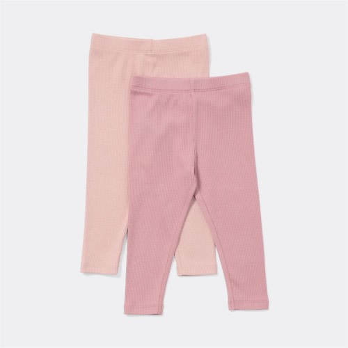 Dymples Baby Plain Rib Leggings 2 Pack - Dusty Pink