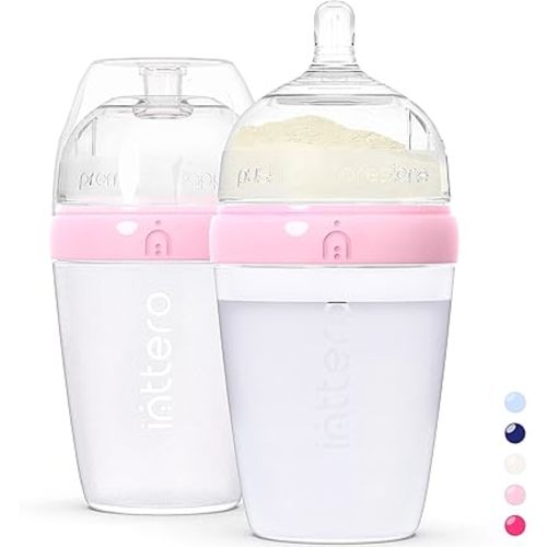 Inttero 9oz Formula Dispenser Anti-Colic Baby Bottles - 2 Pack/Medium Flow (Cute Pink) — Everyday Baby Essential — Formula Bottle — Biberones para Formula — PopYummy Mixie — Easy Baby Brezz