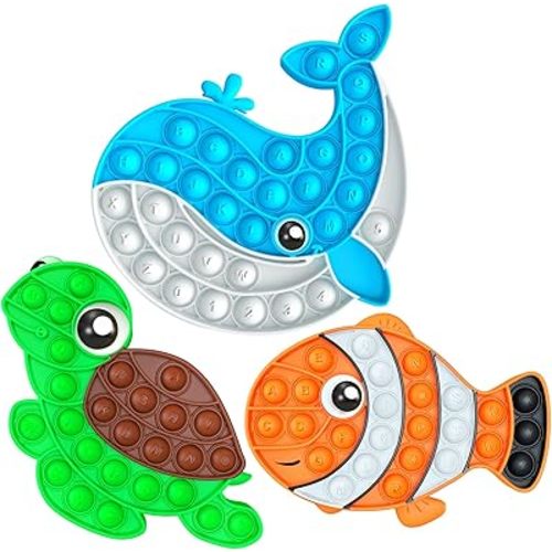 3 Pack Push Bubble Fidget Sensory Toys, Sensory Fidget Poppers Push Bubble Toy, Silicone Squeeze Autism Anxiety Stress Relief Popping Toys for Kids