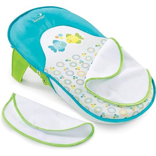 Summer Infant Bath Sling with Warming Wings (Teal) - Bath Support for Use in The Sink or Adult Tub