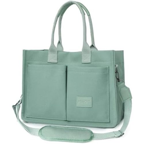 Canvas Tote Bag for Women,Tote Bag with Zipper,Everything Tote Bag Purse Travel Tote Bag with Compartment,2 Sizes