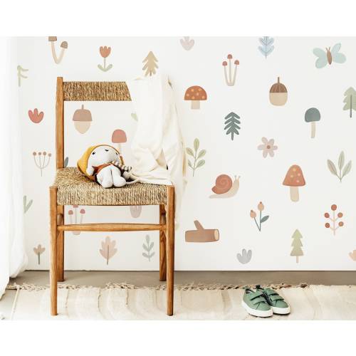 Woodland Mushroom Wall Decals - Removable, Reusable Wall Stickers - Woodland Nursery Wall Decor, Kids Room Art, Forest Botanical Wall Decals