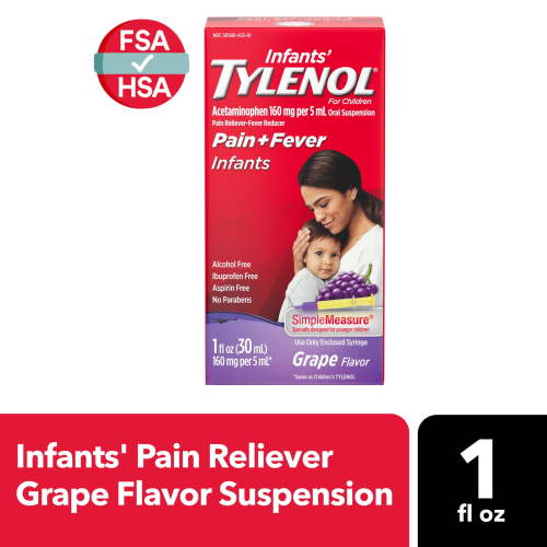 Infants' Tylenol Acetaminophen Liquid Medicine, Grape, 1 fl. oz HSA/FSA Eligible