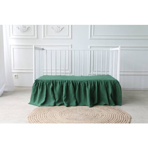 Green Crib Bed Skirt, cot bed skirt, Ruffled Crib Skirt, Crib Skirt for Baby Bed, Crib Skirt for Nursery Room Decor