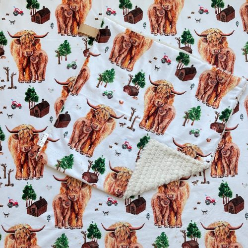Highland Cow Farm Baby Blanket; Minky Baby Lovey; Farm Theme; Boho Nursery; Gender Neutral Blanket; Boho Baby Blanket; Paci Clip; Farm Boy