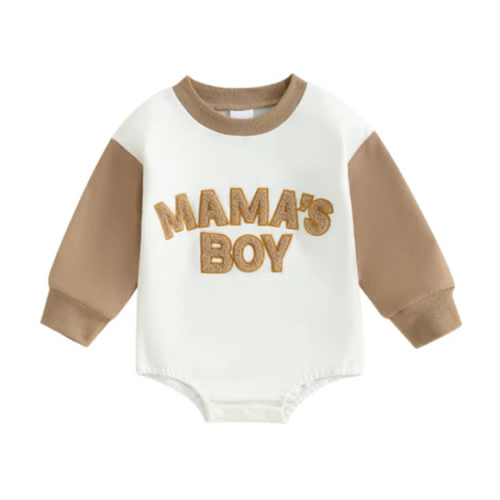 MAMA'S BOY Plush Long-Sleeve Onesie - Hazel & Bo