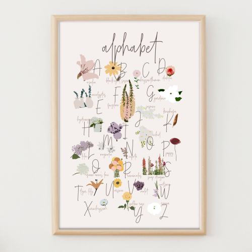 Botanical Alphabet Poster | Flower Alphabet Poster |  Flower ABCs | Floral Nursery Wall Decor | Boho Floral Nursery Wall Art | Floral ABCs