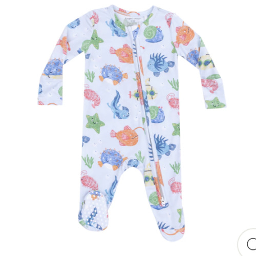 2 Way Zipper Footie - Cute Ocean Creatures