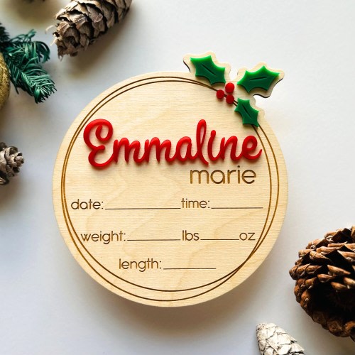 Christmas Baby Announcement, Baby Birth Stats, Christmas Birth Announcement