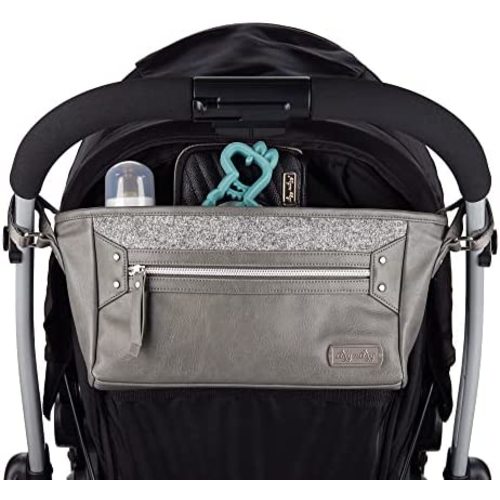Itzy Ritzy Adjustable Stroller Caddy, Stroller Organizer Featuring Two Built-in Pockets, Front Zippered Pocket and Adjustable Straps to Fit Nearly Any Stroller, Grayson, 8.8 Oz