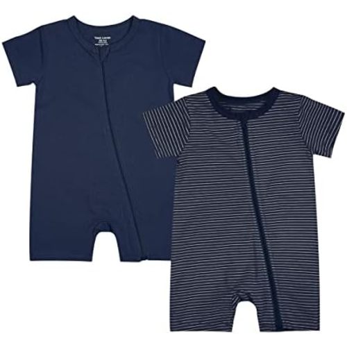 Teach Leanbh Baby Boys or Girls 2 Pack Pajamas Cotton Short Sleeve Zipper Romper Jumpsuits Sleep and Play 3-24 Months …