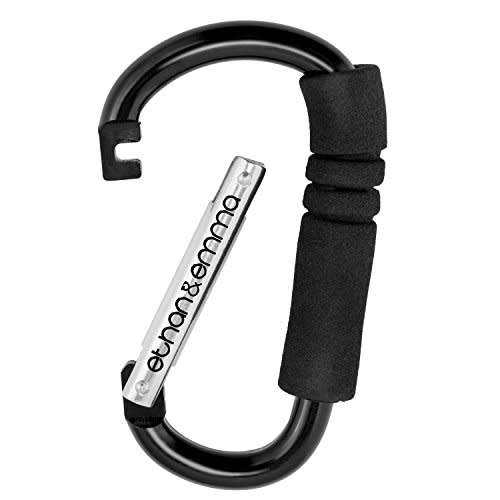 Ethan & Emma Stroller Hooks - Carabiner Shape Design for Reinforced Strength - Organizer Hook Clip for Purse Shopping & Diaper Bags