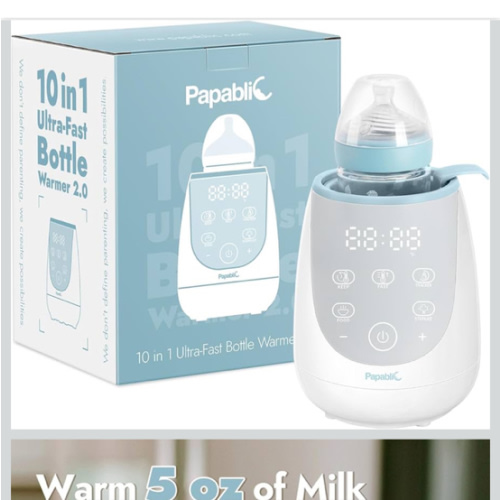 Papablic Fast Bottle Warmer with Feeding Tracker, Baby Bottle Warmer for Breastmilk or Formula, Ready Milk in 2 Mins, Accurate Temperature Control and Automatic Shut-Off