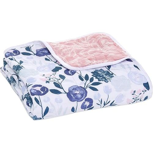 Aden + Anais Essentials Dream Blanket, Muslin Baby Blankets for Girls & Boys, Ideal Lightweight Newborn Nursery & Crib Blanket, Unisex Toddler & Infant Bedding, Shower & Registry Gift, Flowers Bloom