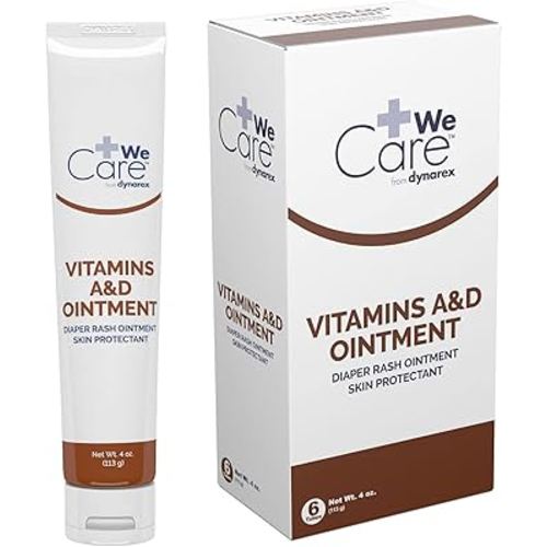 Dynarex Vitamins A & D Ointment, Ointment with Vitamin A and Vitamin D for Body Chaffing, Diaper Rash, Cuts, 6 Boxes of 144 5g Packs