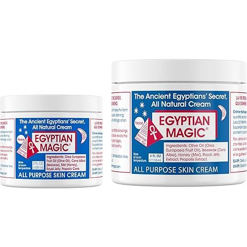 EGYPTIAN MAGIC - All Purpose Face, Body, and Dry Skin Moisturizing Cream, Skin Protectant for Women & Men, Eczema Care Healing Balm, Scar Treatment, Stretch Marks, and Tattoo Aftercare, 4 & 2oz Bundle