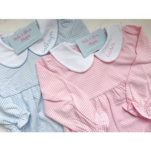 Long sleeve Monogram collar bubble, toddler girl bubble, monogram bubble