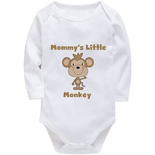 Mommy's Little Monkey New Born Girls Outfits Long Sleeve Baby Girl Newborn Outfits Coming Home White Baby Boy Sui