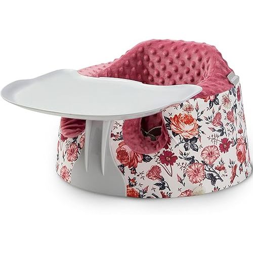 Seat Cover and Tray Sets Accessory Compatible with Bumbo Floor Seat for Baby,Breathable Baby Bumbo Seat Cover,Bumbo Activity Tray Attachment Easy to Install and Remove (Flower)