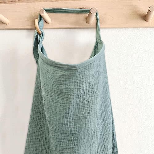 Nursing Covers for Breastfeeding, Breathable Muslin Cotton Breastfeeding Cover with Rigid Hoop, Multi-Use Privacy Covers, Green