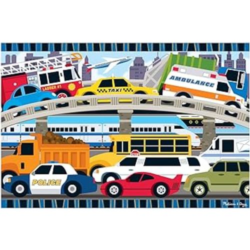 Melissa & Doug Traffic Jam Jumbo Jigsaw Floor Puzzle (24 pcs, 2 x 3 feet long) - FSC Certified