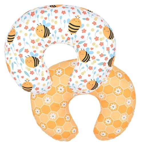 Nursing Pillow Cover Stretchy Pillow Slipcovers for Breastfeeding Moms Two-Sided Design (Bee Combination)
