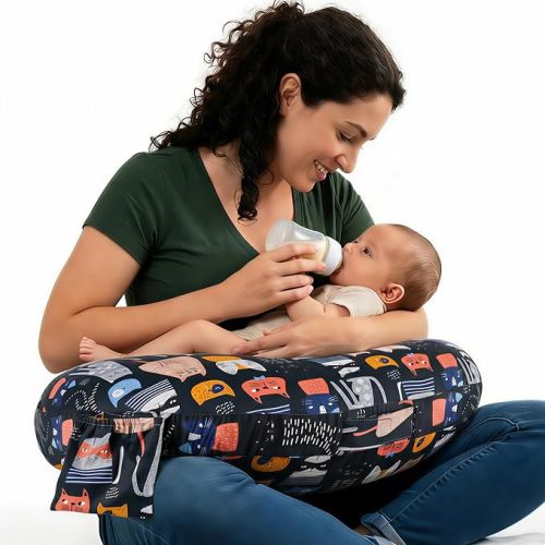 Plus Size Nursing Pillow Wider Support, Breastfeeding Pillow with Adjustable Strap Fit All Body Type, Ergonomic Breast Feeding Pillow, Baby Feeding Pillow for Mom- Max Size/Kitty