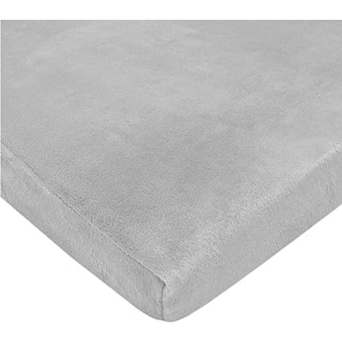 TL Care Heavenly Soft Chenille Fitted Pack N Play Playard Sheet 27" x 39", Warm and Cozy Chenille Pack and Play Sheet, Gray, for Boys and Girls, Fits Most Mini Crib Mattresses