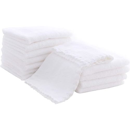 12 Pack Baby Washcloths - Extra Absorbent and Soft Wash Clothes for Newborns, Infants and Toddlers (White) - 12x12 Inch (Pack of 12)