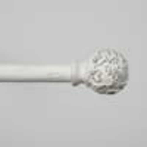 EXCLUSIVE HOME Vine 36 in. - 72 in. Adjustable 1 in. Single Curtain Rod Kit in Distressed White with Finial ER1015-04-3672