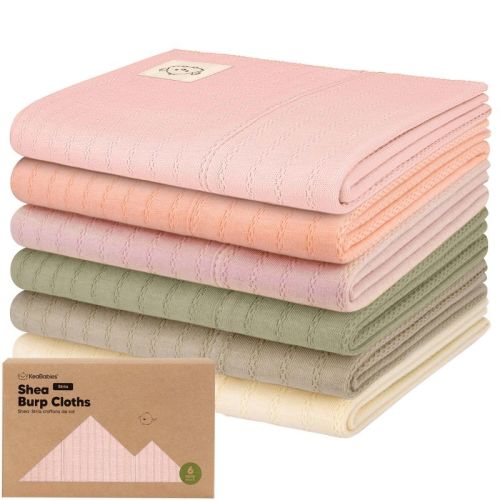 6pk Shea Baby Burp Cloths, Organic Cotton Burping Cloths for Babies, Boys, Girls, Soft & Absorbent Spit Up Rag (Hedges)