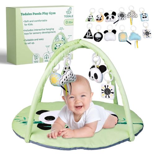 Todale Baby Play Gym with Toys - Activity Mat, Tummy Time Panda, Convertible Floor Gym & Mobile Baby Activity Center, Infant & Newborn, Boys & Girls Gifts, 0-36 Months - Newborn Essentials Must Haves