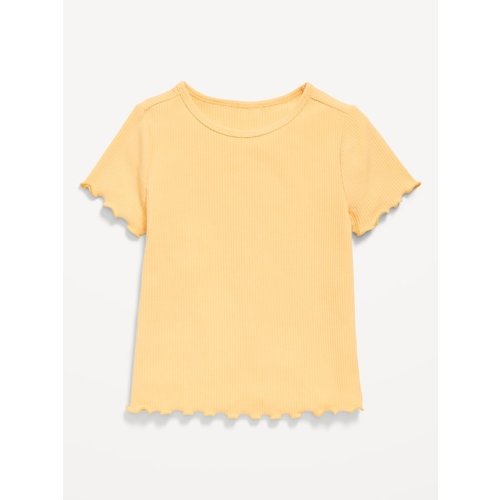 Printed Short-Sleeve Lettuce-Edge T-Shirt for Toddler Girls