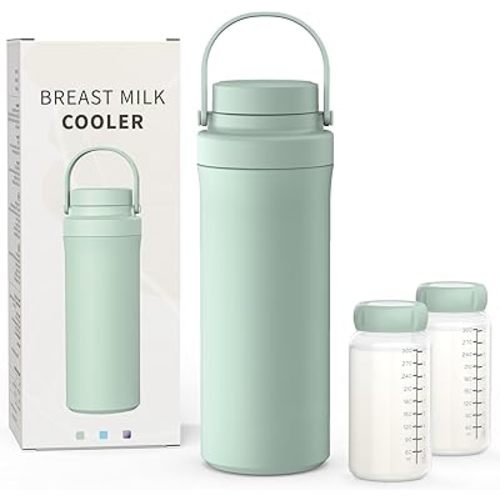 Xaproo 22oz Breast Milk Cooler Bottle, Portable Milk Cooler for Breastmilk with 360° Total Cooling for 24 Hours, Breastmilk Chiller with 2pcs Baby Bottles, Breastfeeding Essentials for Baby, BPA-Free