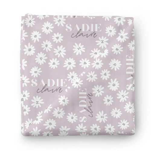 Purple Daisy Personalized Swaddle Blanket | Caden Lane