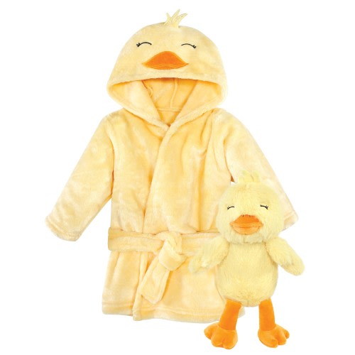 Hudson Baby Plush Bathrobe and Toy Set, Yellow Duck, One Size - Yellow Duck - One Size