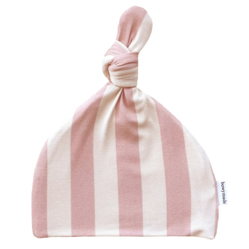Top Knot Beanie - Pink Musk Stripe