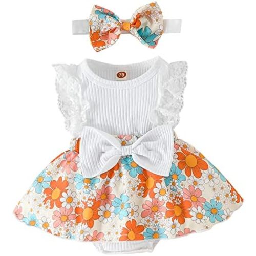 Mubineo Baby Girl Summer Clothes Outfits Sleeveless Lace Floral Romper Dress Newborn Outfit