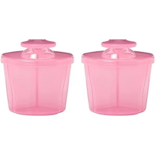 Dr. Brown's Baby Formula Dispenser with Snap-On Lid for On-The-Go Feedings,Milk Powder Dispenser for Traveling with Infant,Pink Pack of 2